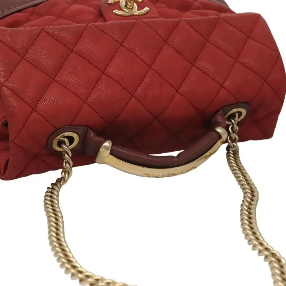 Chanel Matelasse Chain Shoulder Bag Caviar Skin Red